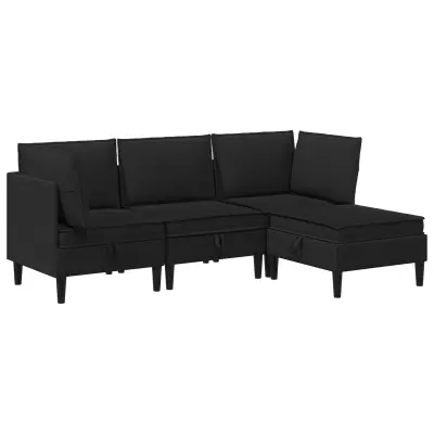 vidaXL Komplet pohištva za dnevno sobo 4 pcs Črna Blago