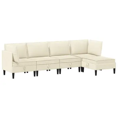 vidaXL Komplet pohištva za dnevno sobo 5 pcs Krem Blago