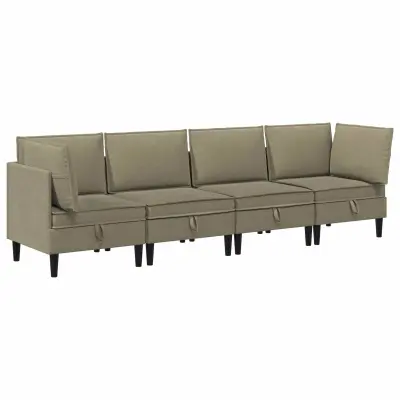 vidaXL Komplet pohištva za dnevno sobo 4 pcs Kaki Blago