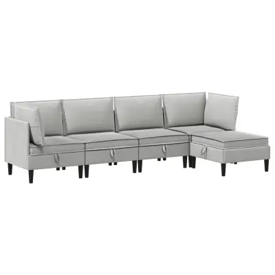 vidaXL Komplet pohištva za dnevno sobo 5 pcs Svetlo siva Blago