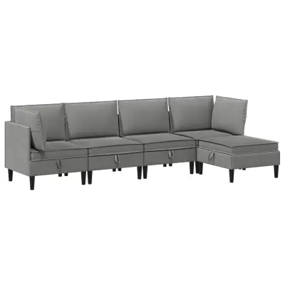 vidaXL Komplet pohištva za dnevno sobo 5 pcs Temno siva Blago