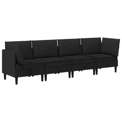 vidaXL Komplet pohištva za dnevno sobo 4 pcs Črna Blago