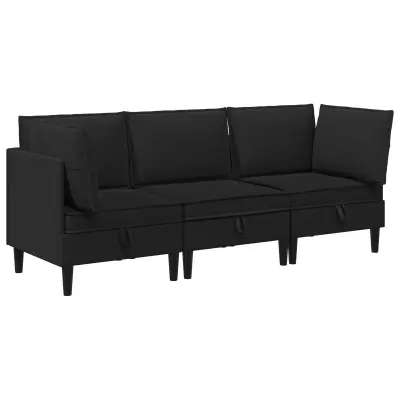 vidaXL Komplet pohištva za dnevno sobo 3 pcs Črna Blago