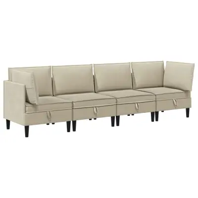 vidaXL Komplet pohištva za dnevno sobo 4 pcs Peščena Blago