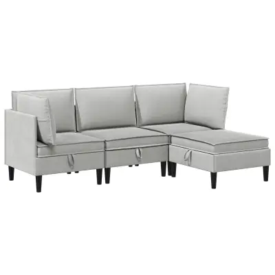 vidaXL Komplet pohištva za dnevno sobo 4 pcs Svetlo siva Blago