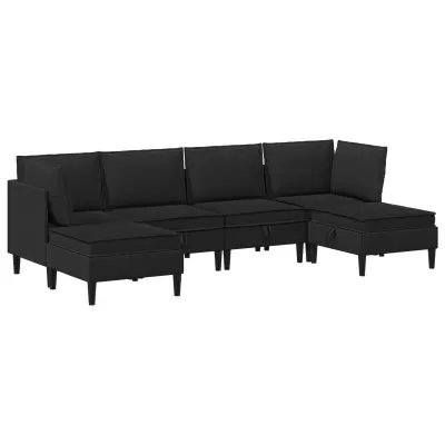 vidaXL Komplet pohištva za dnevno sobo 6 pcs Črna Blago