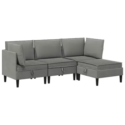 vidaXL Komplet pohištva za dnevno sobo 4 pcs Temno siva Blago