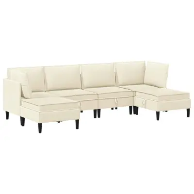 vidaXL Komplet pohištva za dnevno sobo 6 pcs Krem Blago