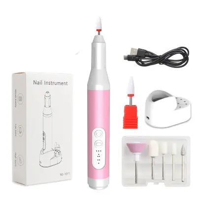Prenosni električni pilnik za nohte: 6 hitrosti, LED zaslon, USB polnjenje Pink