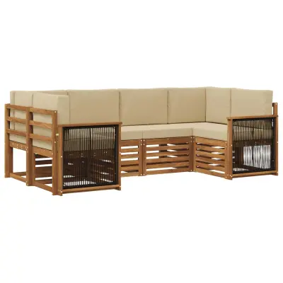 vidaXL Kotna sedežna garnitura z blazino 5 pcs Naravna