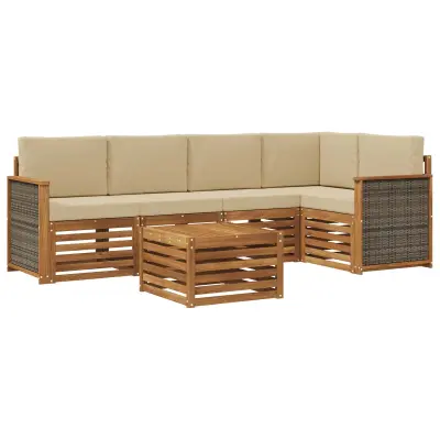 vidaXL Kotna sedežna garnitura z blazino 5 pcs Naravna