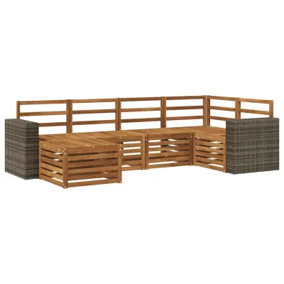 vidaXL Kotna sedežna garnitura 6 pcs Naravna
