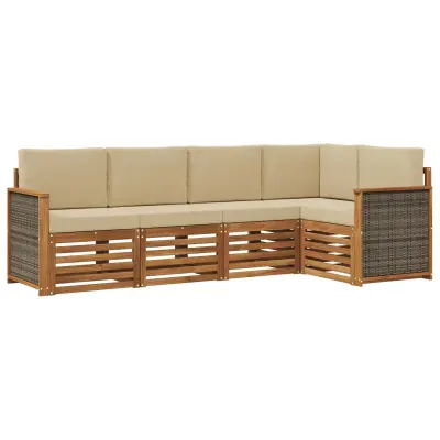 vidaXL Kotna sedežna garnitura z blazino 4 pcs Naravna