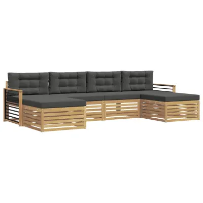 vidaXL Sedežne garniture 6 pcs Bela in antracit Masiven les akacije