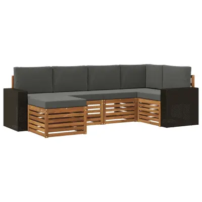 vidaXL Kotna sedežna garnitura z blazino 6 pcs Naravna in antracitna