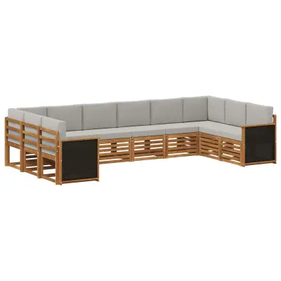 vidaXL Kotna sedežna garnitura z blazino 7 pcs Naravna in svetlo siva