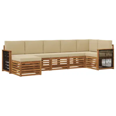 vidaXL Kotna sedežna garnitura z blazino 6 pcs Naravna