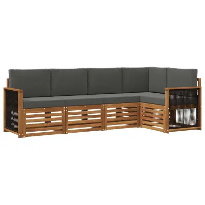 vidaXL Kotna sedežna garnitura z blazino 4 pcs Naravna in antracitna