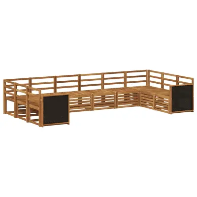 vidaXL Kotna sedežna garnitura 7 pcs Naravna Masiven les akacije