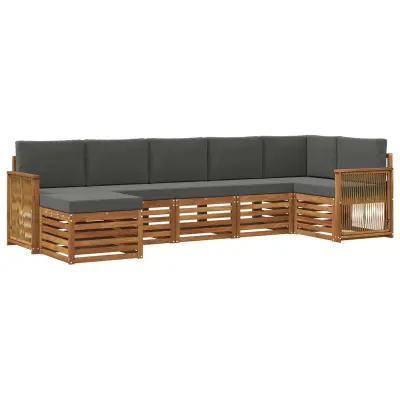 vidaXL Kotna sedežna garnitura z blazino 6 pcs Naravna in antracitna