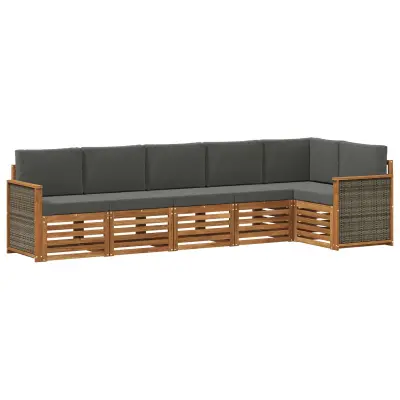 vidaXL Kotna sedežna garnitura z blazino 5 pcs Naravna in antracitna
