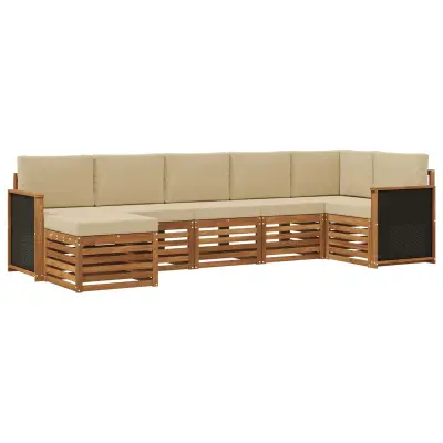vidaXL Kotna sedežna garnitura z blazino 6 pcs Naravna