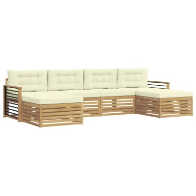 vidaXL Sedežne garniture 6 pcs Bela in krem Masiven les akacije