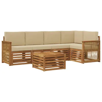 vidaXL Kotna sedežna garnitura z blazino 5 pcs Naravna