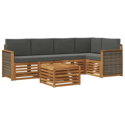 vidaXL Kotna sedežna garnitura z blazino 5 pcs Naravna in antracitna