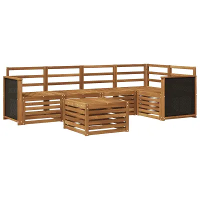 vidaXL Kotna sedežna garnitura 5 pcs Naravna Masiven les akacije