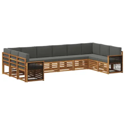 vidaXL Kotna sedežna garnitura z blazino 7 pcs Naravna in antracitna