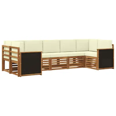 vidaXL Kotna sedežna garnitura z blazino 6 pcs Naravna in smetana
