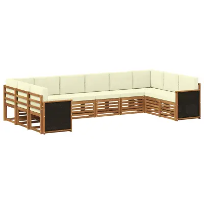 vidaXL Kotna sedežna garnitura z blazino 7 pcs Naravna in smetana