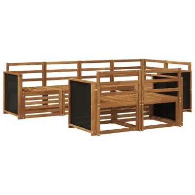 vidaXL Kotna sedežna garnitura 6 pcs Naravna Masiven les akacije