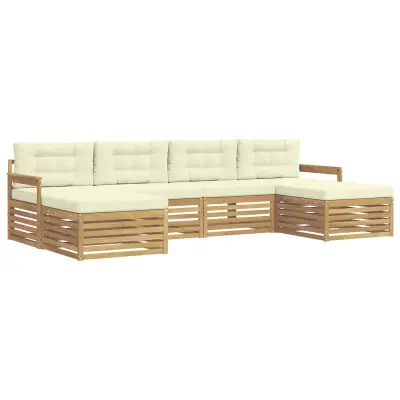 vidaXL Sedežne garniture 6 pcs Bela in krem Masiven les akacije