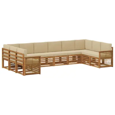 vidaXL Kotna sedežna garnitura z blazino 7 pcs Naravna