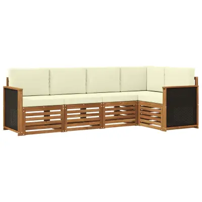 vidaXL Kotna sedežna garnitura z blazino 4 pcs Naravna in smetana