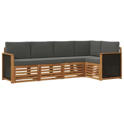 vidaXL Kotna sedežna garnitura z blazino 4 pcs Naravna in antracitna