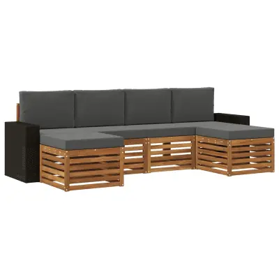 vidaXL Sedežne garniture z blazino 6 pcs Naravna in antracitna