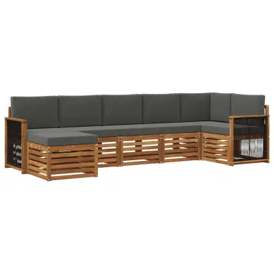 vidaXL Kotna sedežna garnitura z blazino 6 pcs Naravna in antracitna