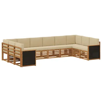 vidaXL Kotna sedežna garnitura z blazino 7 pcs Naravna