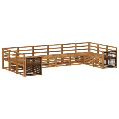 vidaXL Kotna sedežna garnitura 7 pcs Naravna Masiven les akacije