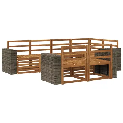 vidaXL Kotna sedežna garnitura 7 pcs Naravna
