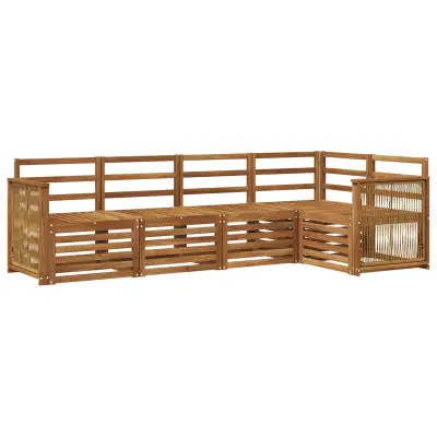 vidaXL Kotna sedežna garnitura 4 pcs Naravna Masiven les akacije