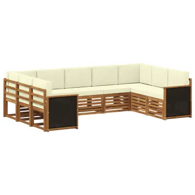 vidaXL Kotna sedežna garnitura z blazino 7 pcs Naravna in smetana