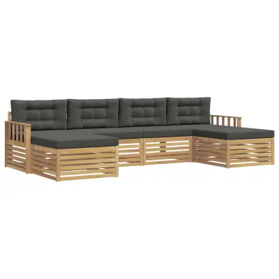 vidaXL Sedežne garniture 6 pcs Bela in antracit Masiven les akacije