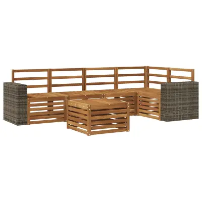vidaXL Kotna sedežna garnitura 6 pcs Naravna Masiven les akacije