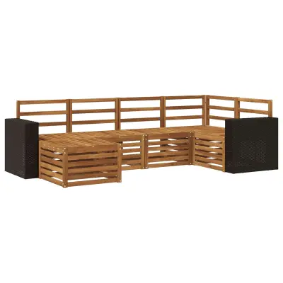 vidaXL Kotna sedežna garnitura 6 pcs Naravna