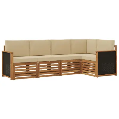 vidaXL Kotna sedežna garnitura z blazino 4 pcs Naravna
