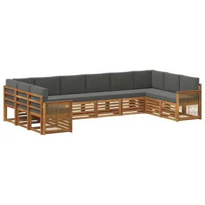 vidaXL Kotna sedežna garnitura z blazino 7 pcs Naravna in antracitna